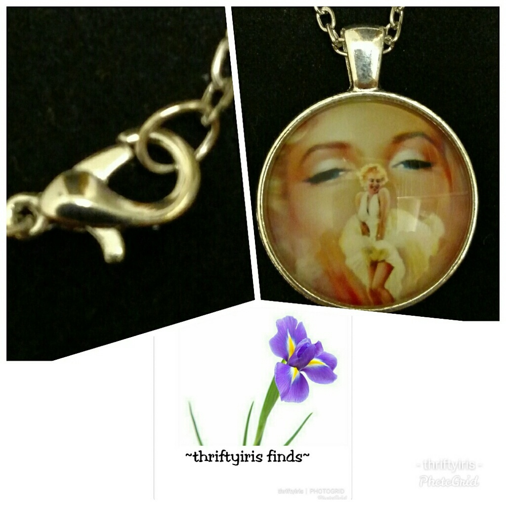 NWOT 'Marilyn Monroe' Silver 18" Cabochon Ncklc.